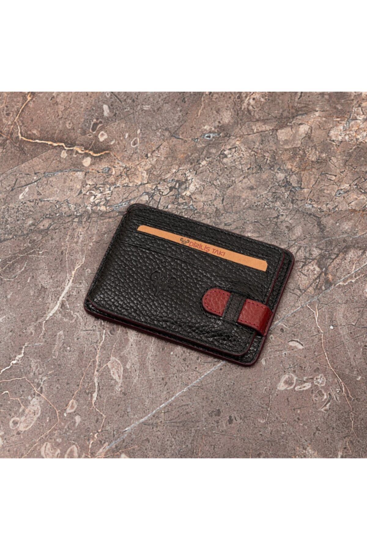 RevSilver Bordo Detaylı Kartlık %100 Gerçek Deri Cüzdan 11cm X 8cm 6 Adet Kartlık Bölümü Cüzdan
