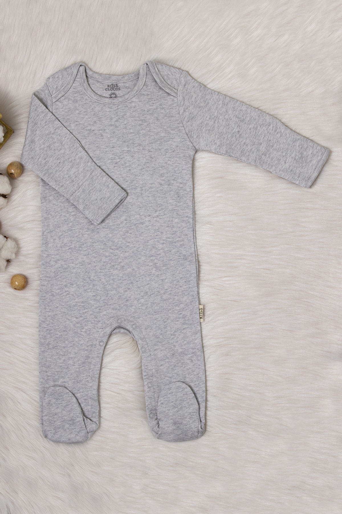 Babydola Organik Gots Sertifikalı Pamuklu Unısex Uzun Kollu Kendinden Eldivenli Tulum