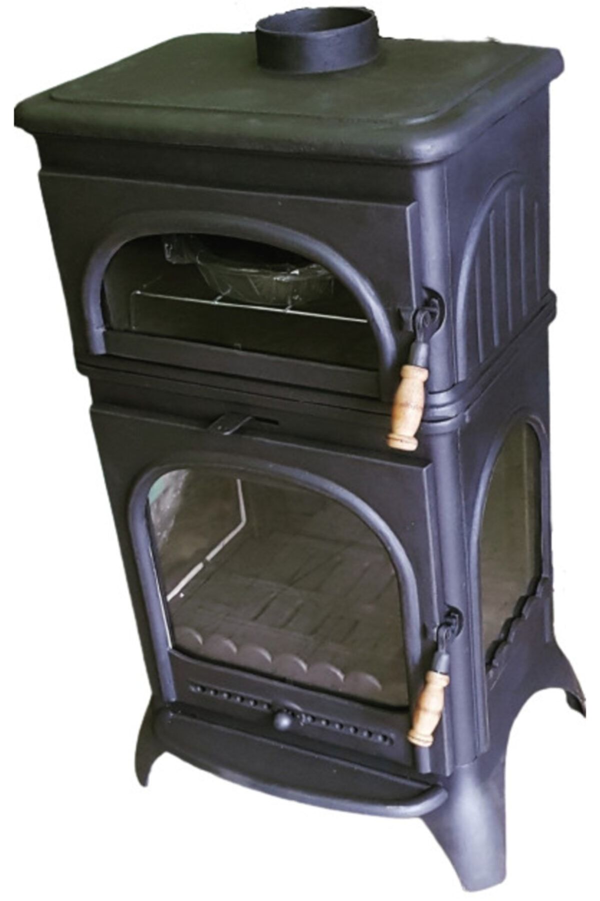 recep sobaları Modena Oven Premium 3 Camlı Fırınlı Döküm Şömine Soba