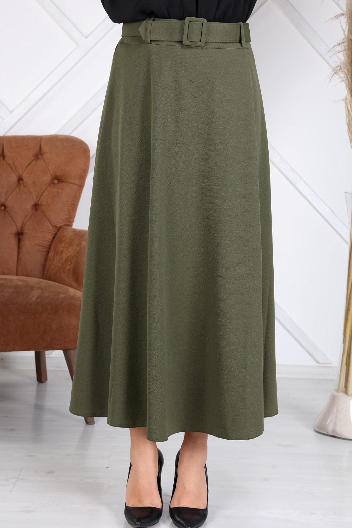 apsen Kadın Kemer Detaylı Kloş Etek 2010/95