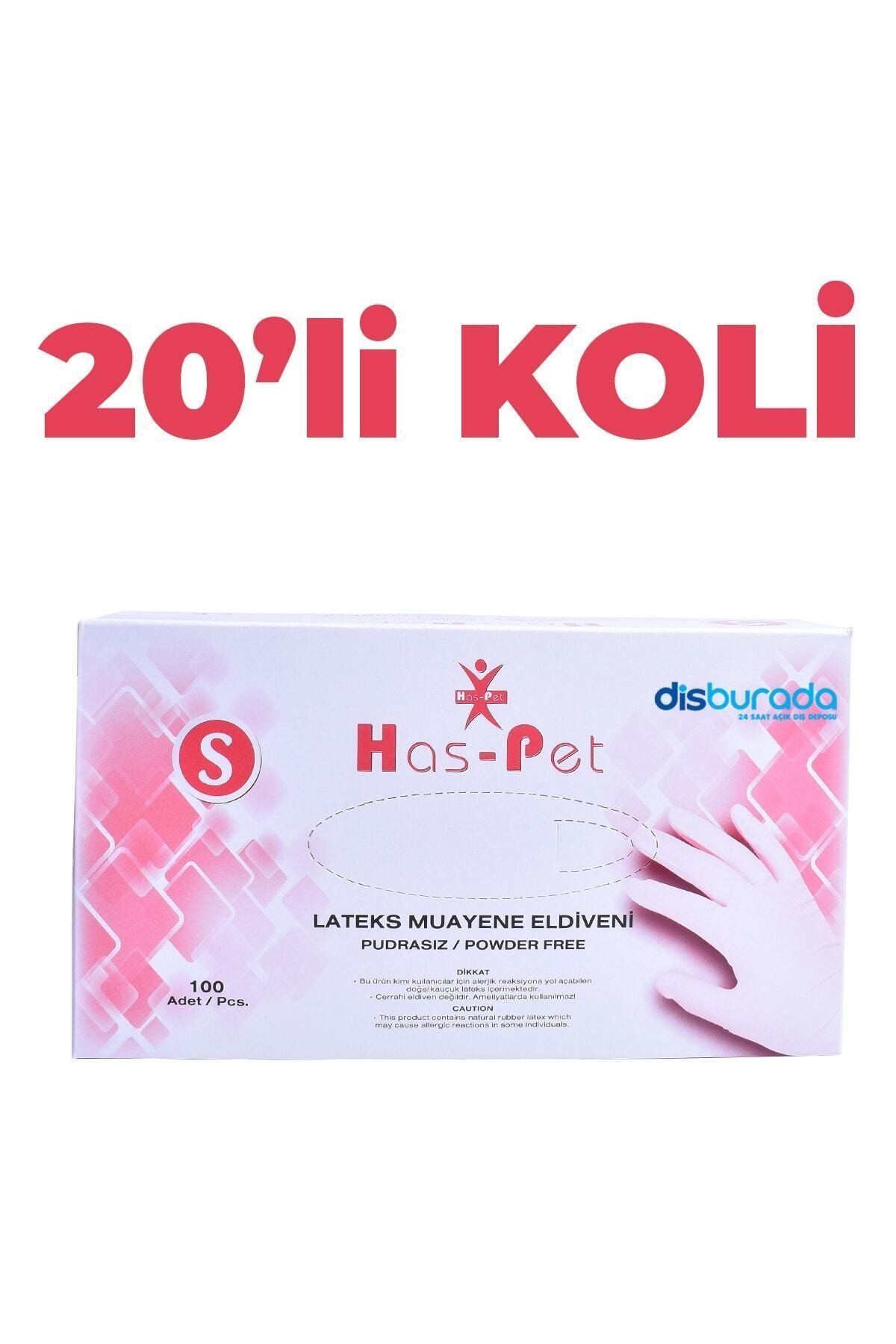 HasPet Lateks Muayene Eldiveni Pudrasız Beyaz S 100 Adet 8680361790523 20'li Koli