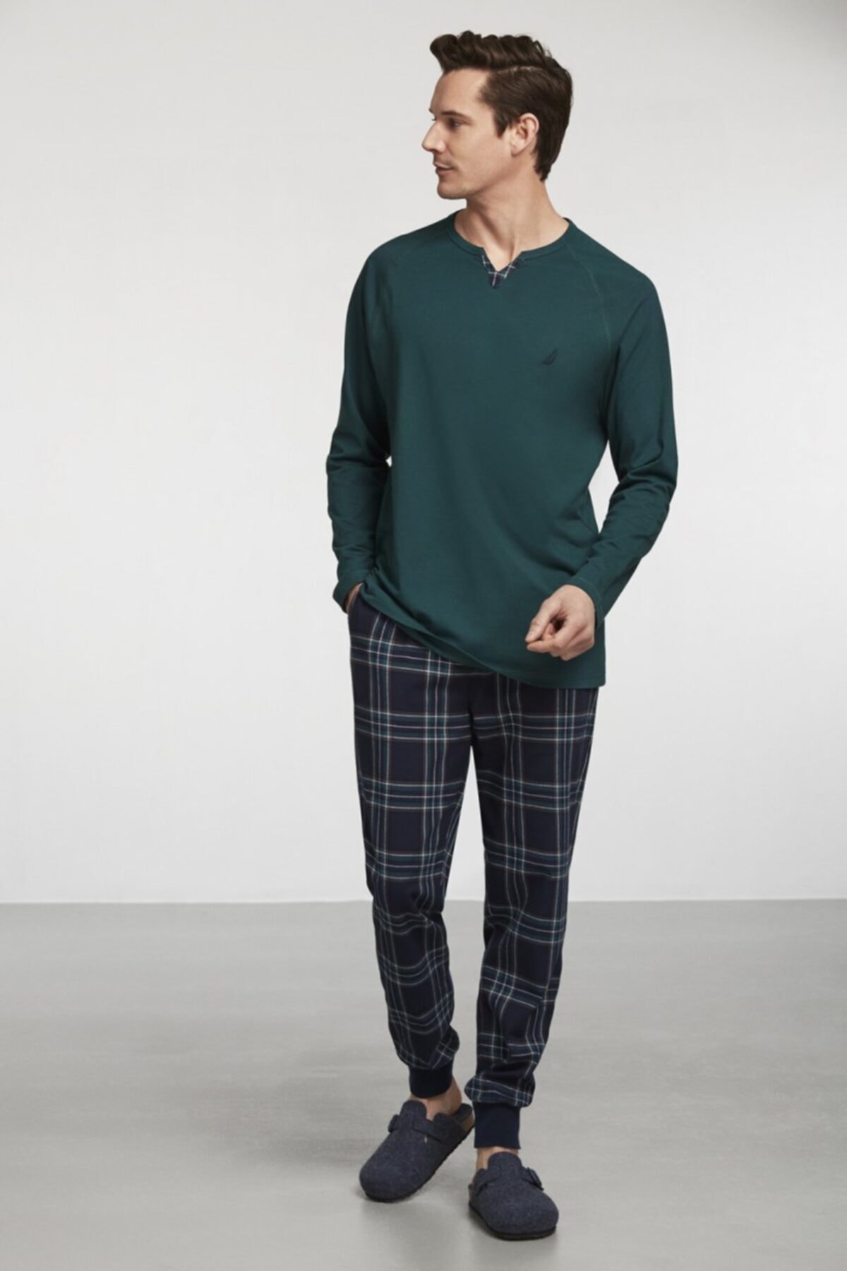Nautica Yeşil Ekoseli Pijama Takım