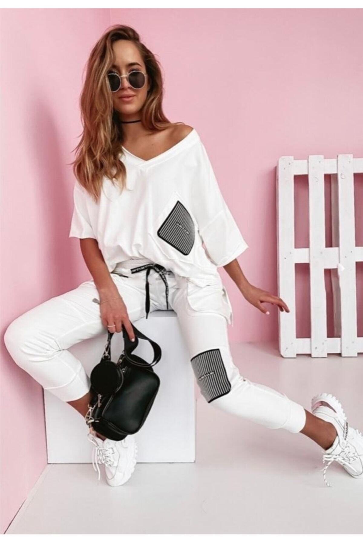 Arya Moda Ful Taş Ve Fermuar Detay Iki Iplik Takımüst 70 Cmalt 100 Cm