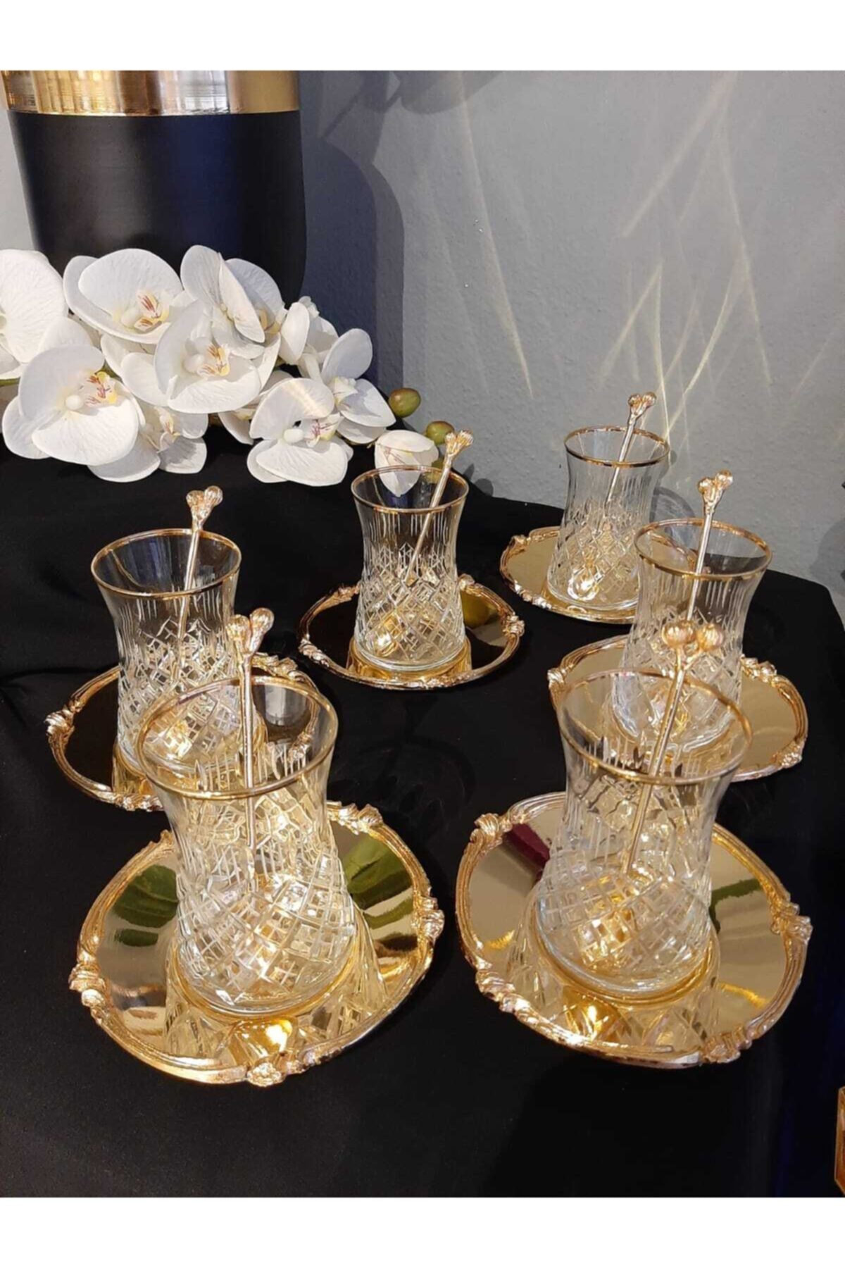 UkyCo Consept 18 Parça Mikron Gümüş Gonca Çay Takımı