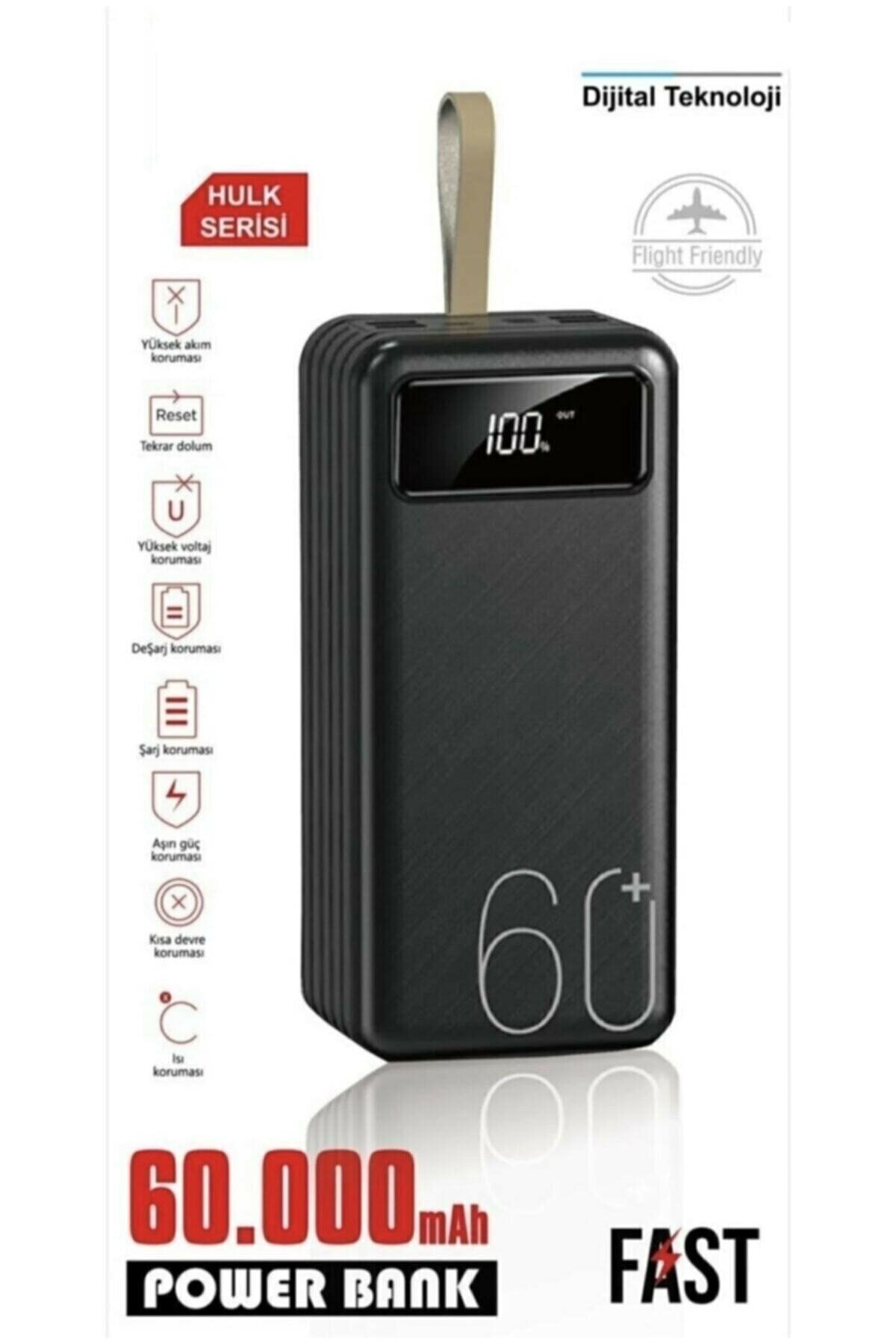 RAYLAX 60.000 Mah Taşınabilir Led Ekran Göstergeli Powerbank Profesyonel Hızlı Şarj