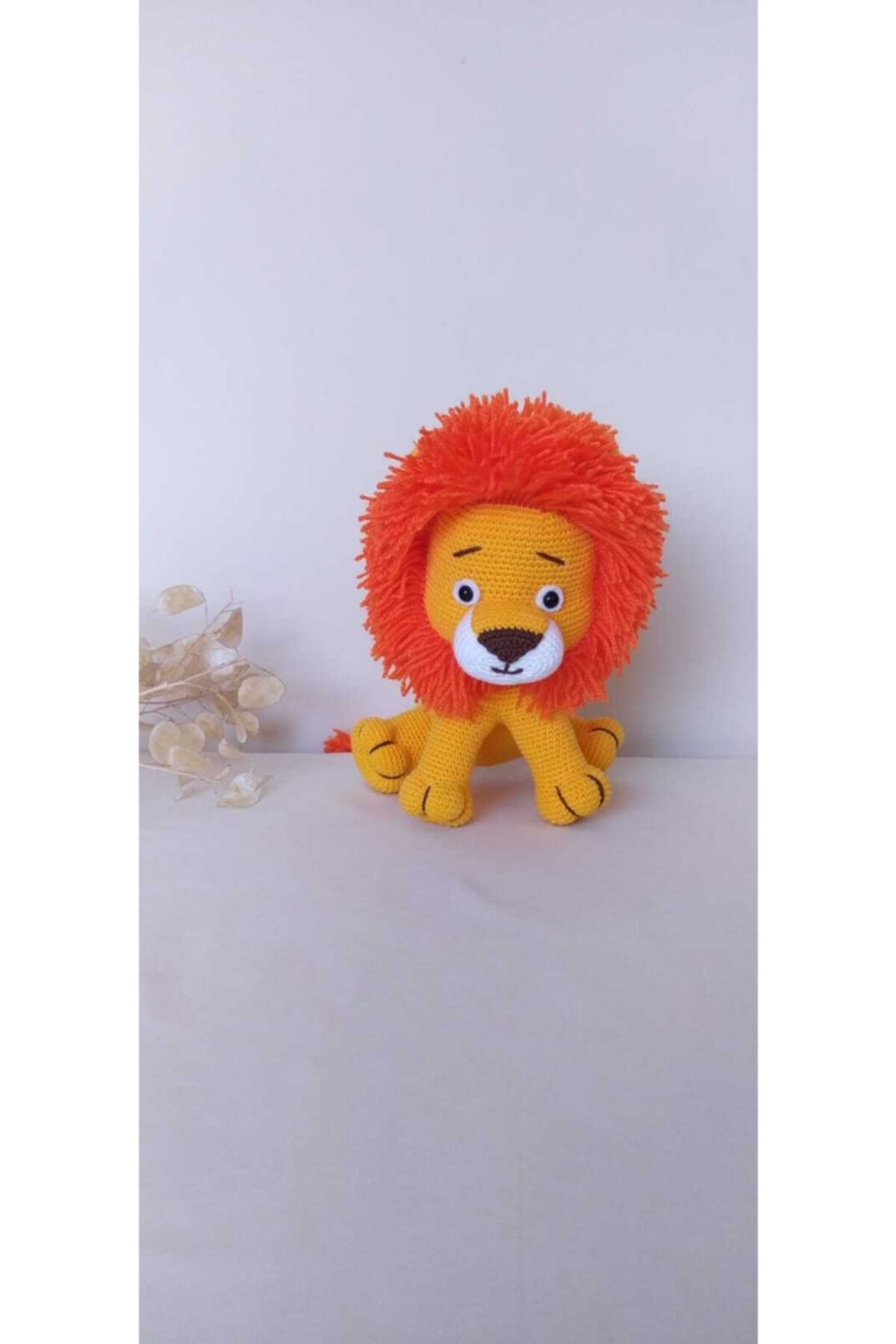 SERVİSİ GELSİN El Yapımı Organik Amigurumi Sarı Kırmızı Aslan