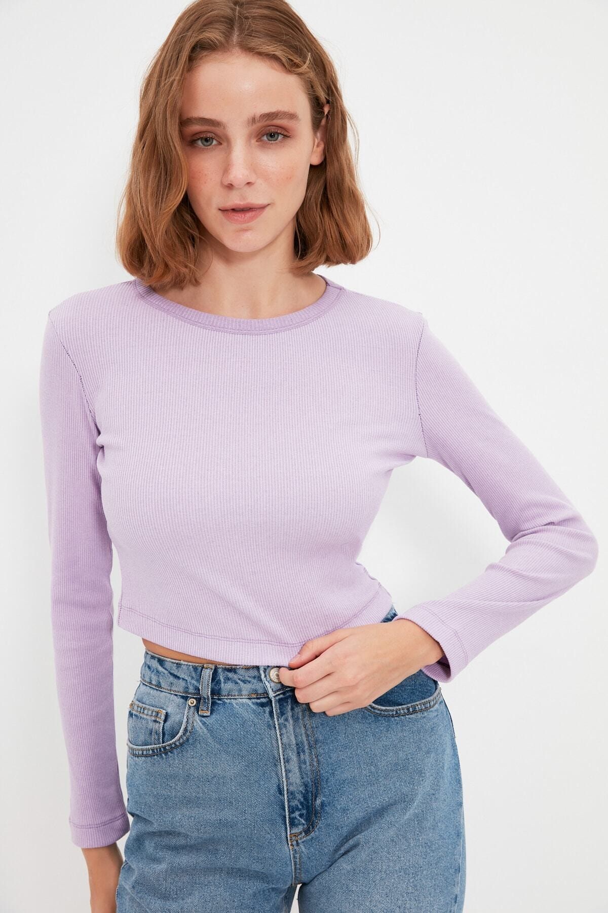 TRENDYOLMİLLA Lila Recycle Fitilli Örme  Bluz TWOAW22BZ0984