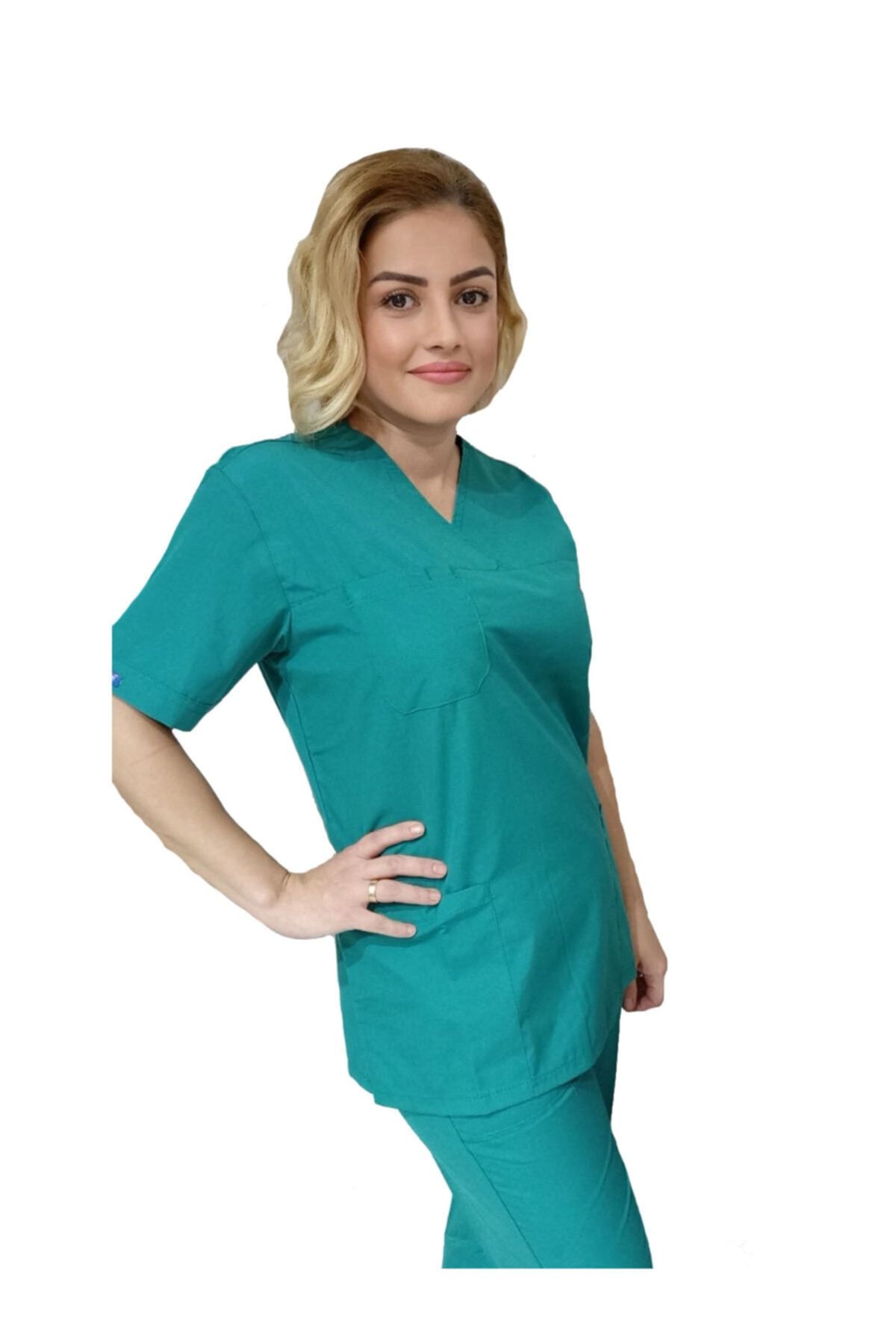 Poyraz Medikal Forma Cerrahi Yaka Terikoton Takım (unisex) Ameliyathane Yeşili