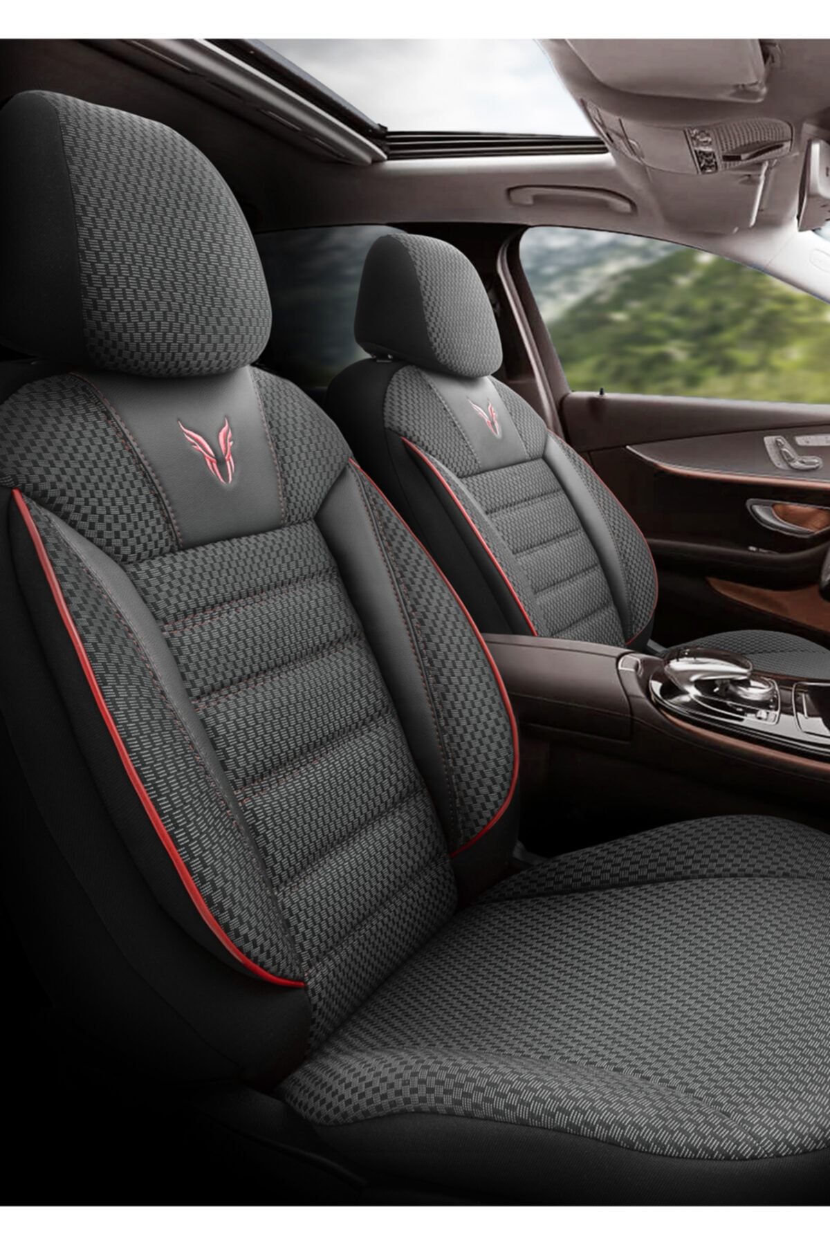 Otom Airbag Dikişli Ortopedik Ekstra Destekli Oto Koltuk Kılıfı Tam Set - Yeni Toro Design Siyah-kırmızı