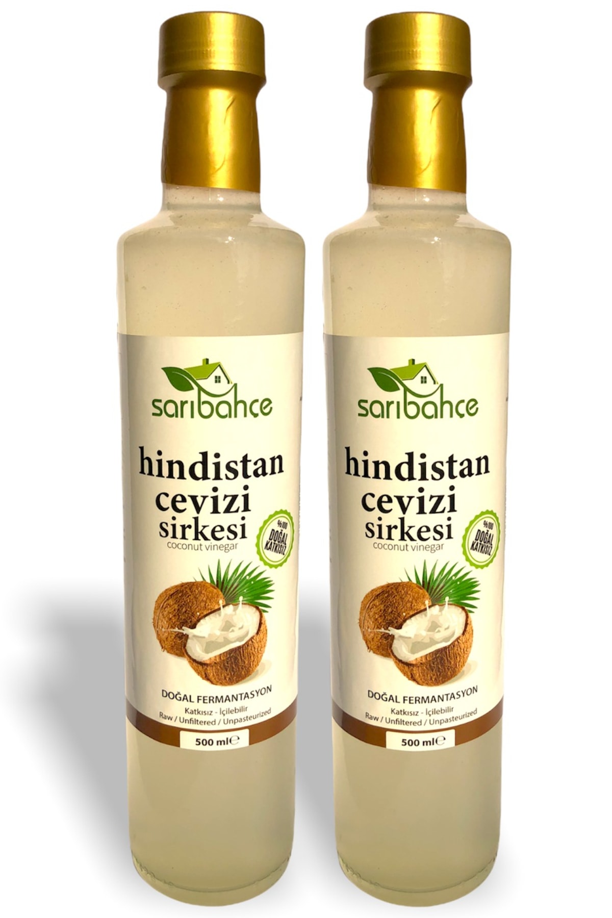Sarıbahçe Hindistan Cevizi Sirkesi 500 Ml - 2li Paket Doğal Fermente