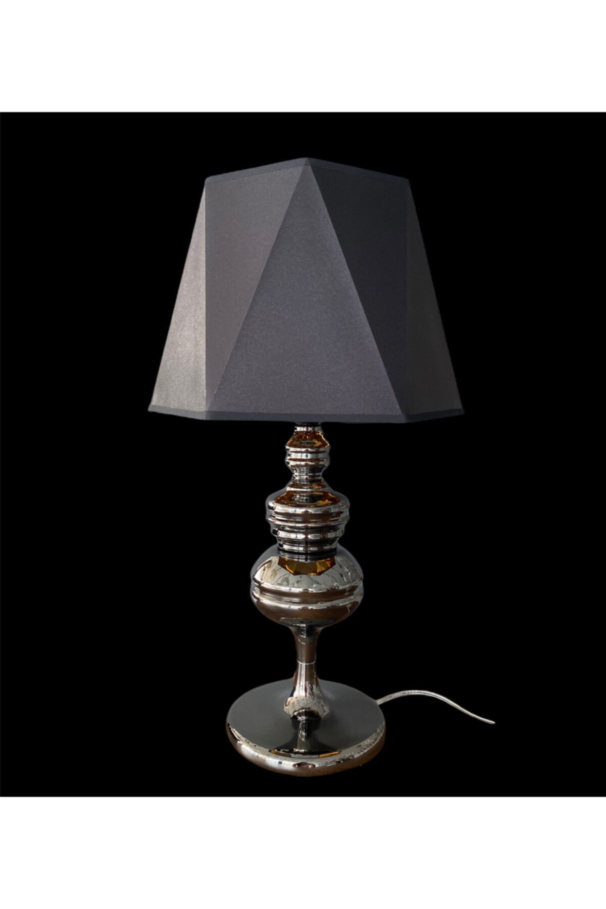 Gizem Gözde Avize Üster Füme Abajur-siyah Gold Abajur Şapkası