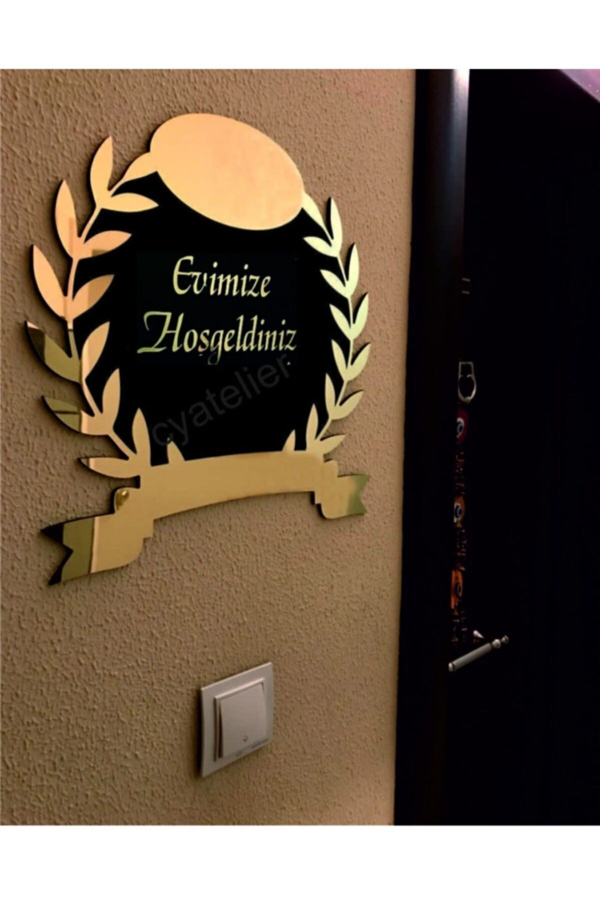 VERADİZAYN Hoşgeldiniz Yazılı Kapı Isimliği Kapı Süsü