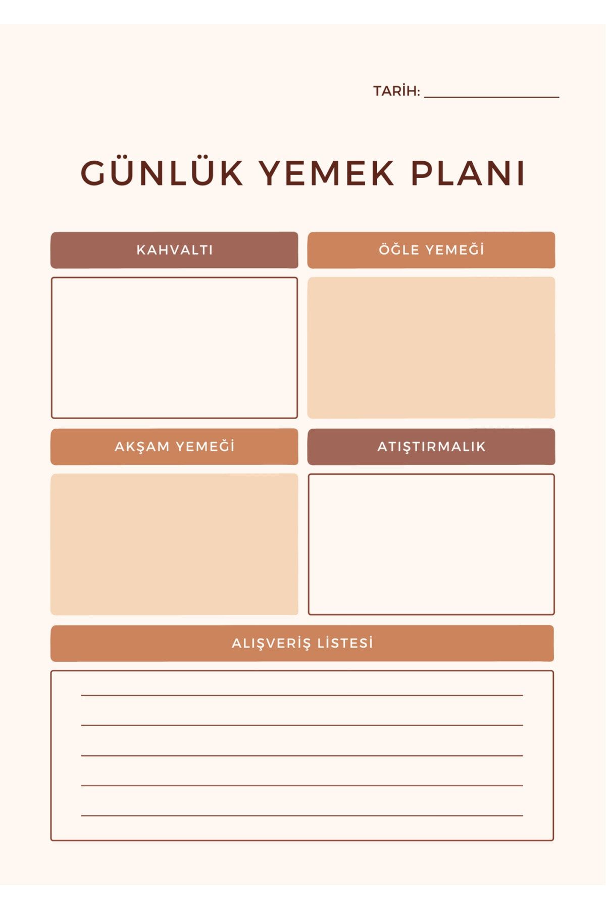 ChiChi Papers Masaüstü Planlayıcı - Günlük Yemek Listesi - Eva