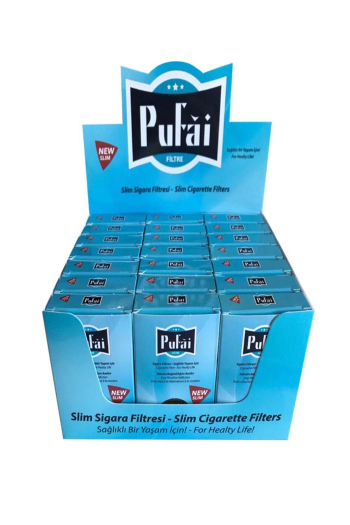 Pufai Sigara Filtresi Ağızlık Slim Boy 5 Mm 6.mm 525 Adet 21 Turkuaz Kutu