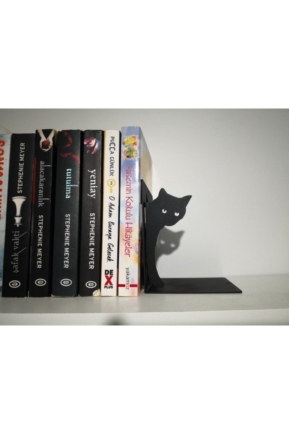 Metalden Sanat Kedi Kitap Tutucu