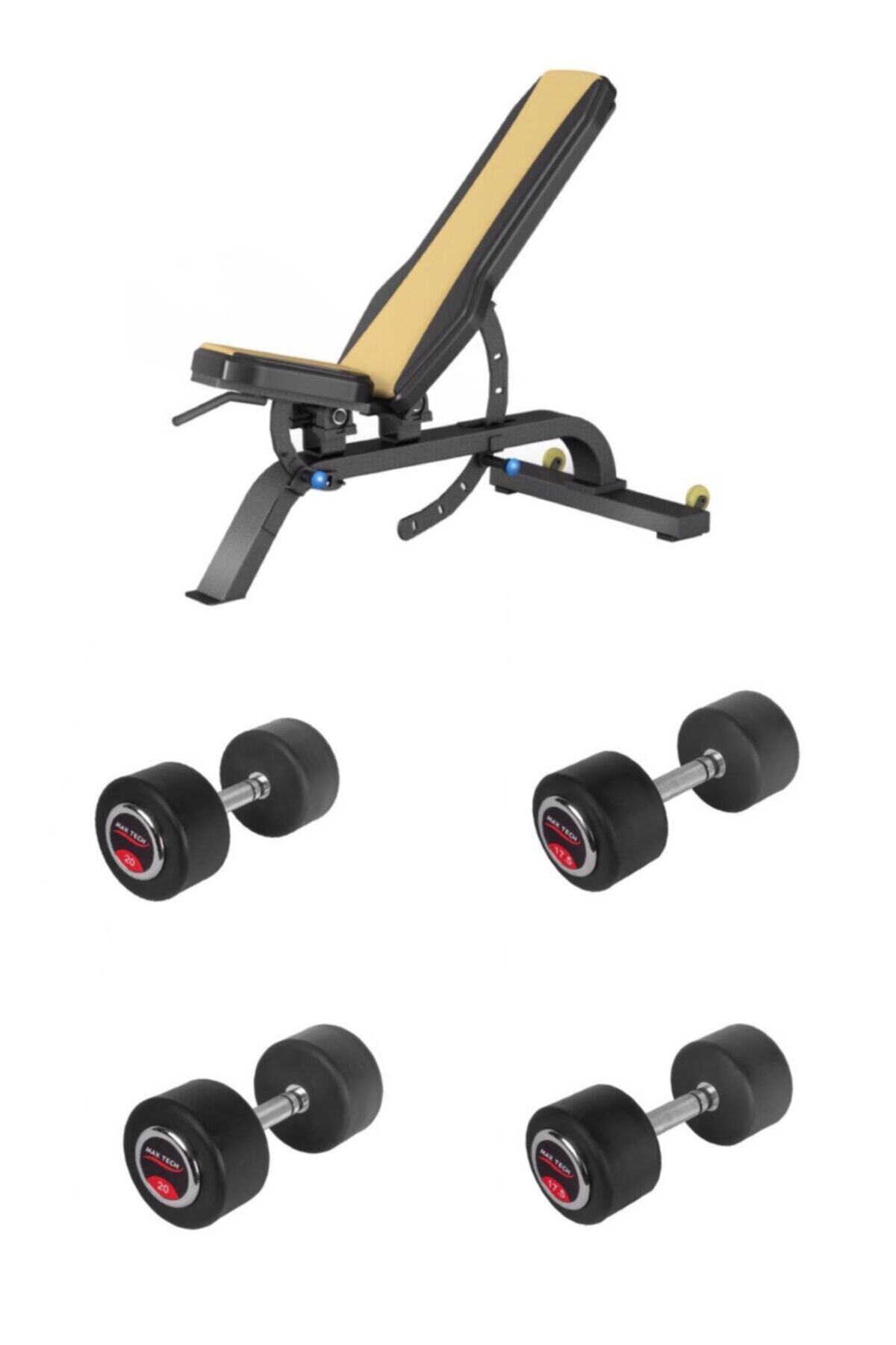 MaxTech Max Tech Ayarlanabilir Ağırlık Sehpası-bench Ve 17,5-20 Kg Deluxe Dambıl Set