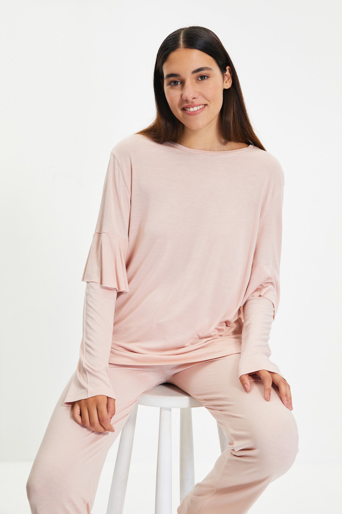 TRENDYOLMİLLA Pembe Örme Pijama Takımı THMAW22PT0339