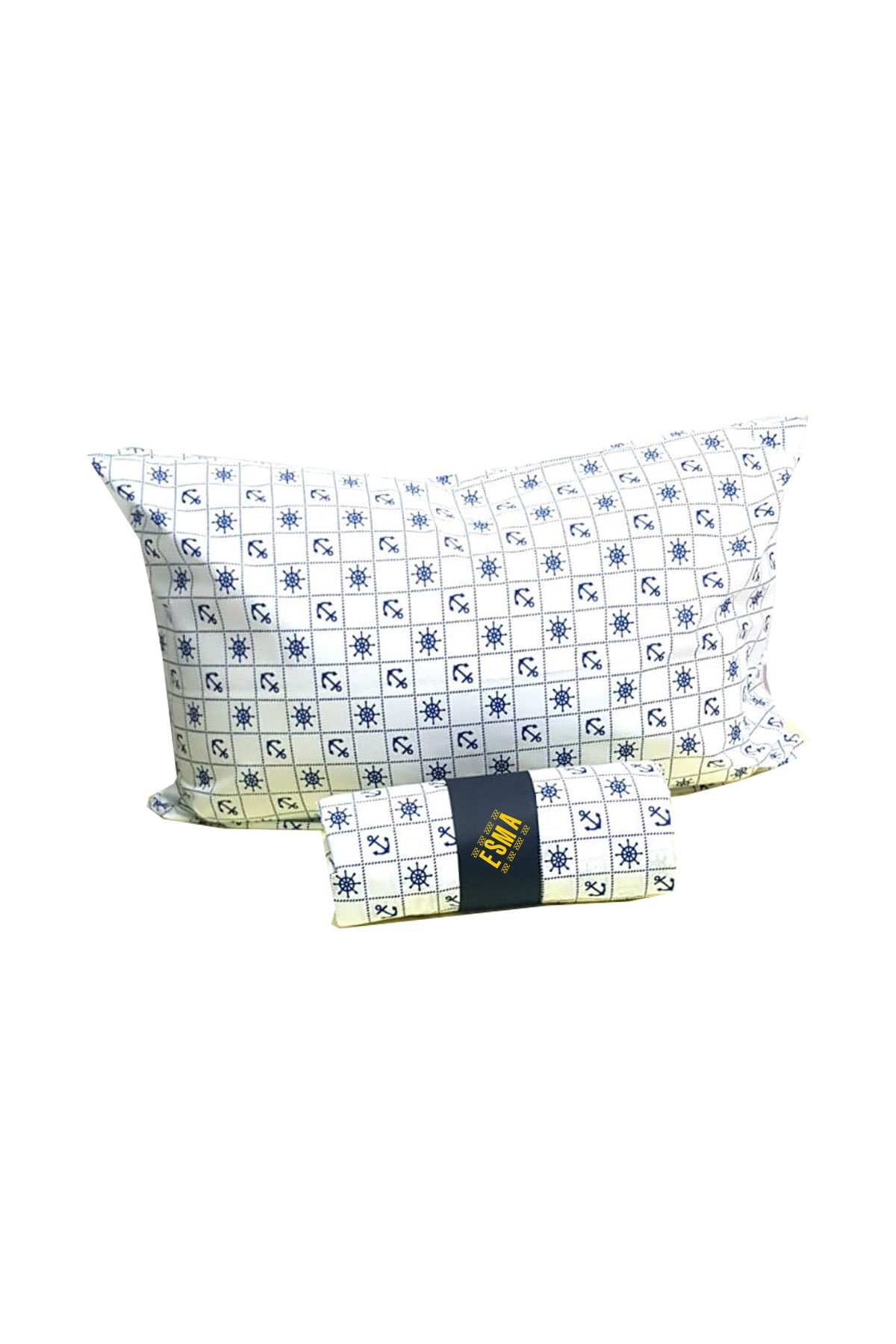 esmaevtekstil 180x200 Battal Boy Lastikli Kumaş Çarşaf Takımı Çapalı Gemi Deniz Model