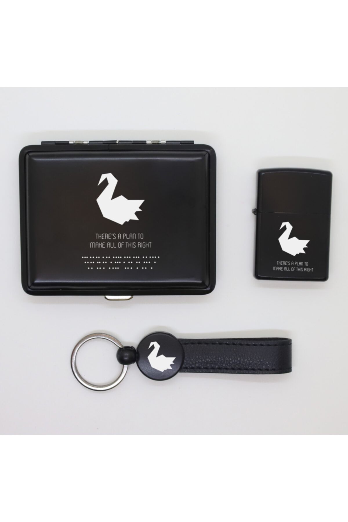 ELALAZER Prison Break Metal Tabaka  Zippo Çakmak Ve Anahtarlık Seti