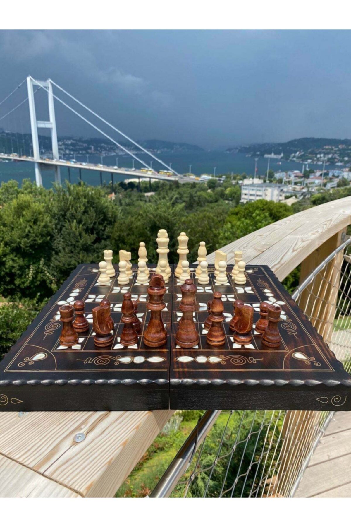 megame El Yapımı Satranç Takımı, Ahşap Figürlü Tavla Full Ahşap Malzeme