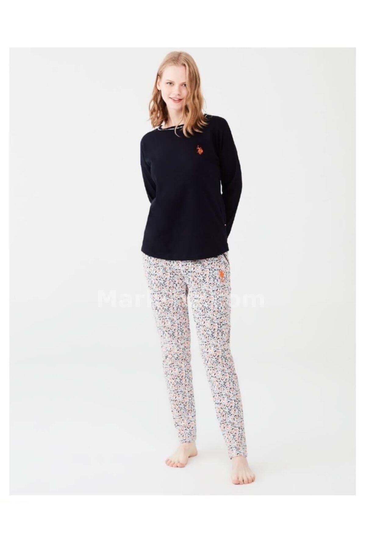U.S. Polo Assn. U.s Polo Assn 16645 Kadın Uzun Kollu Pijama Takımı - Lacivert
