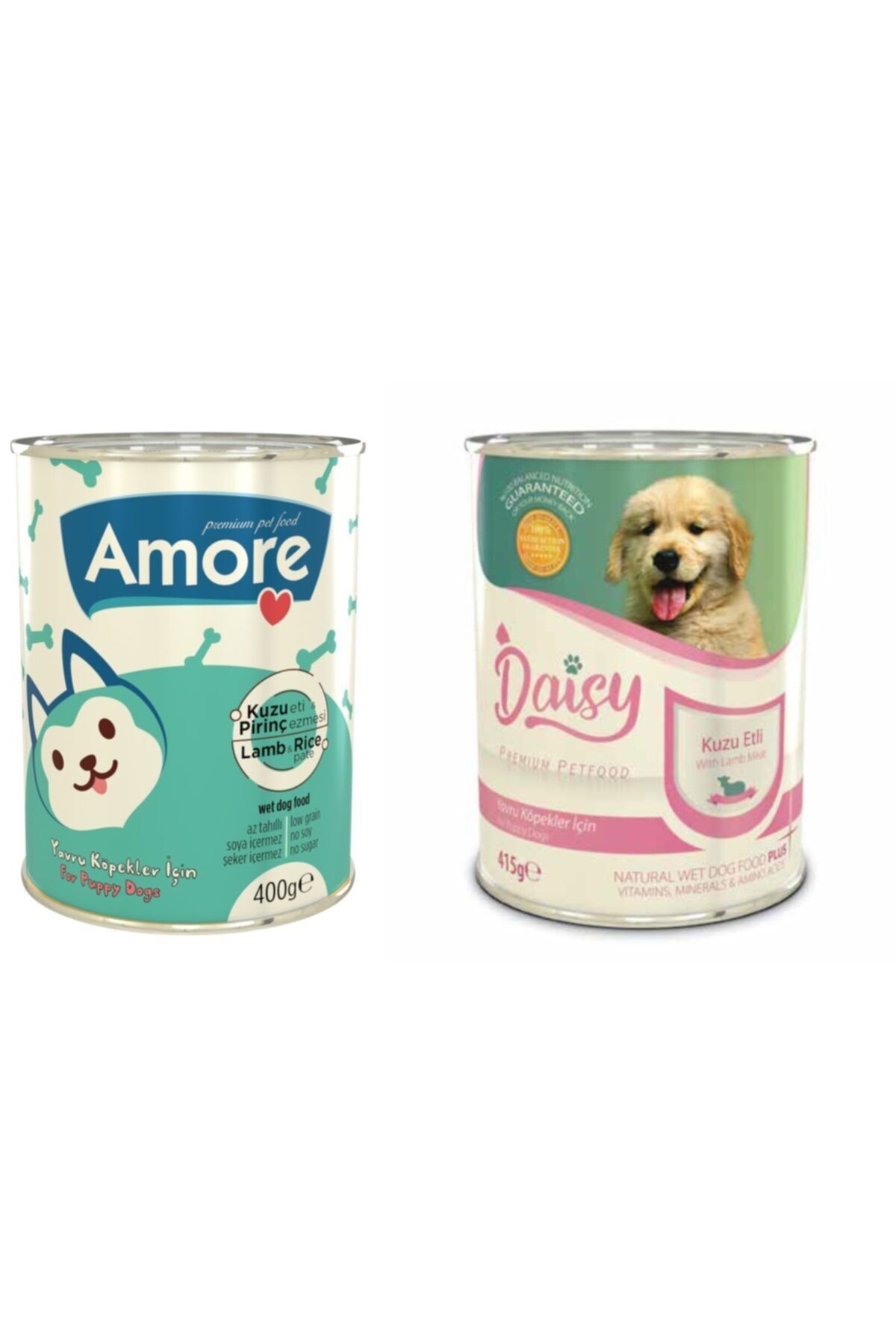 AMORE Kuzu Etli Pirinçli Ezme Yavru Köpek Konserve Mama 10+2li + Sticks ödül çubuğu 2x3 Adet