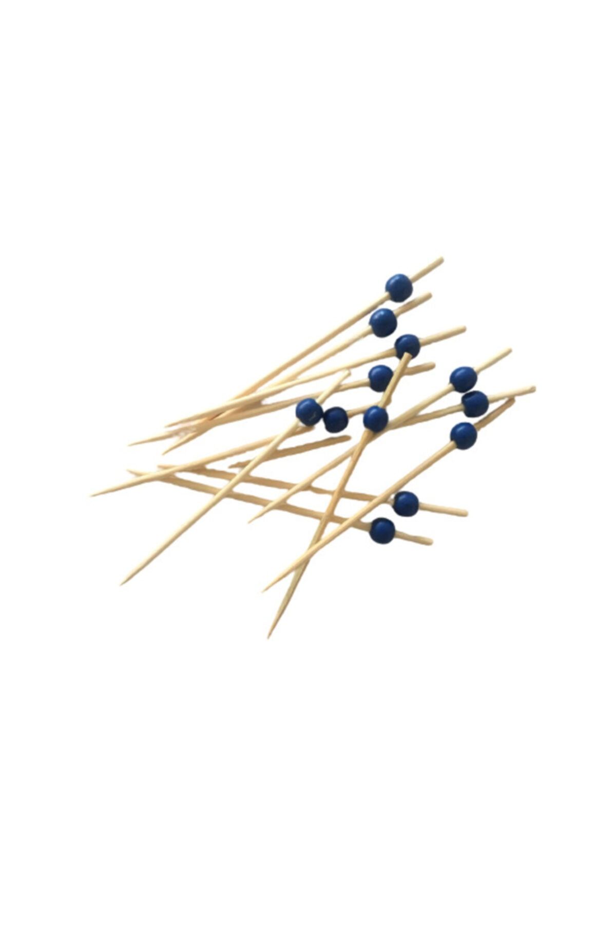 PASTRY PLANET Mavi Boncuklu Bambu Kürdan 12cm