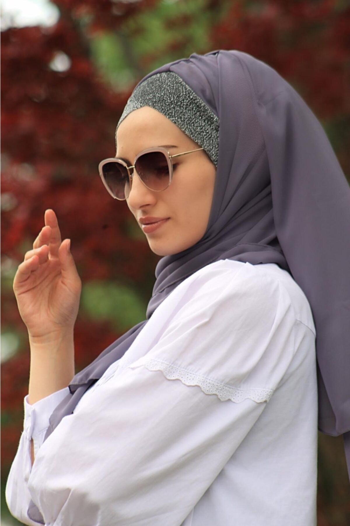 Amisos Bone Şal Hazır Tesettür Giyim Simli Pratik Hazır Şal - Özel Tasarım- Yeni Model Tesettür Giyim