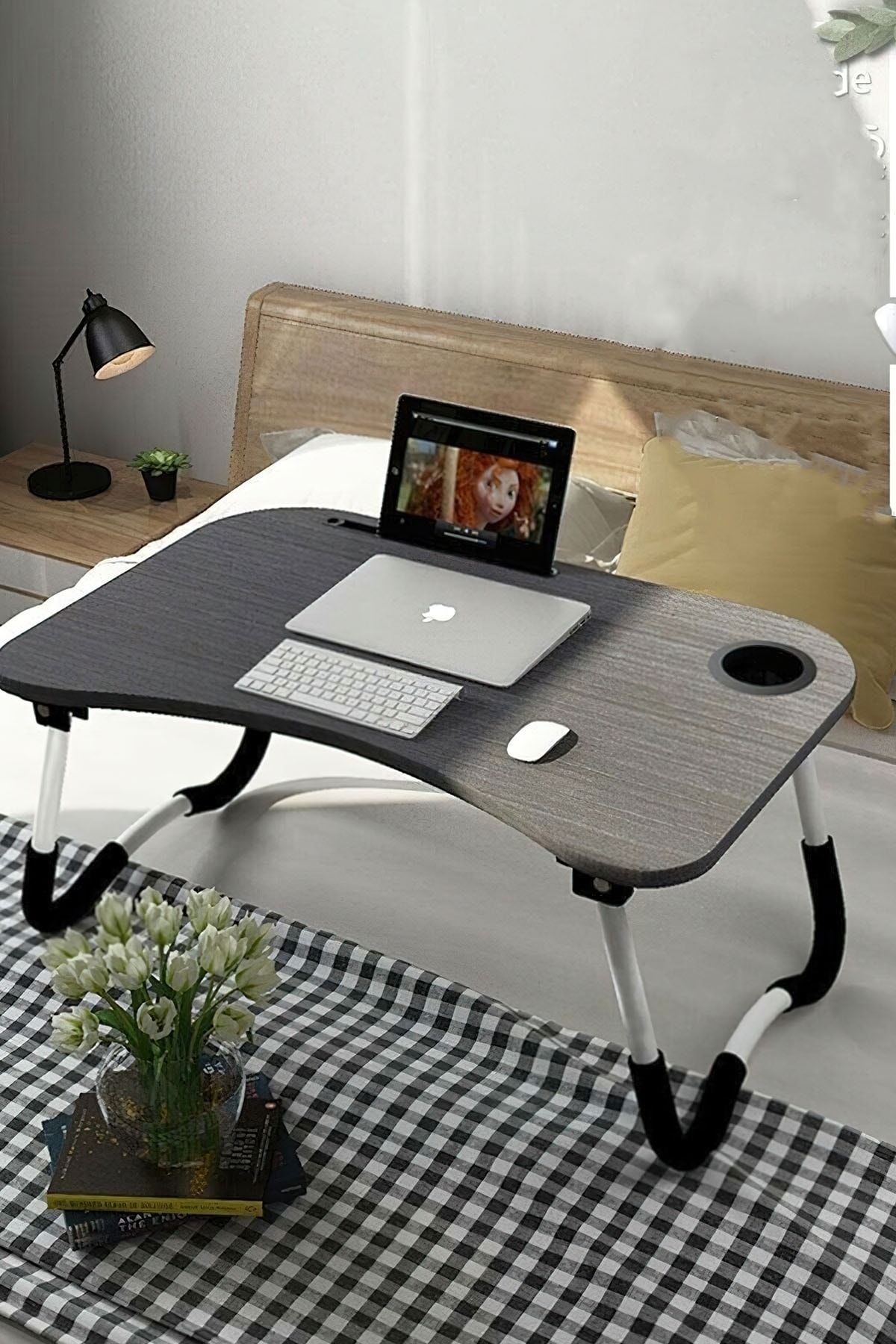Milenay Portatif Katlanabilir Laptop Sehpası, Koltuk Ve Yatak Laptop Sehpası, 60x40x27cm Boyutlarında
