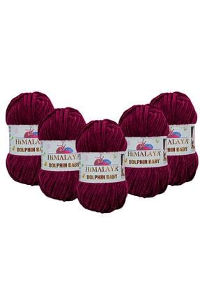 Dolphin Baby Kadife Ip 5'li Paket - 80322 Bordo - 100 Gr. 120 Mt. Image 0