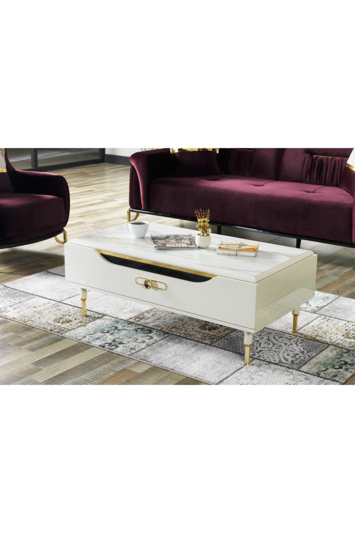 Palermo Mobilya Creamy Orta Sehpa