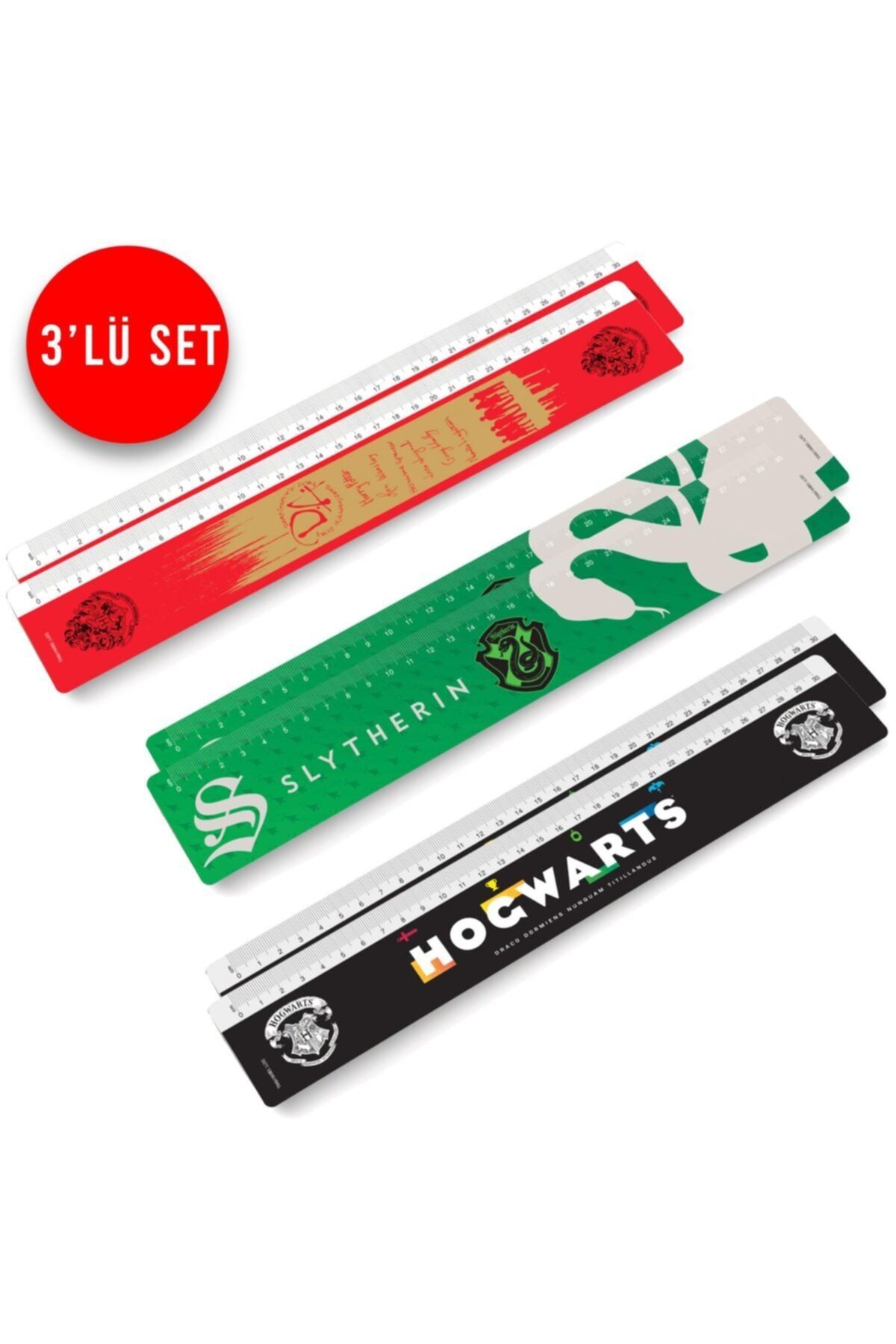 GiFi Cetvel 3' Lü Set Harry Potter & Slytherın Tasarım Lisanslı 30 Cm