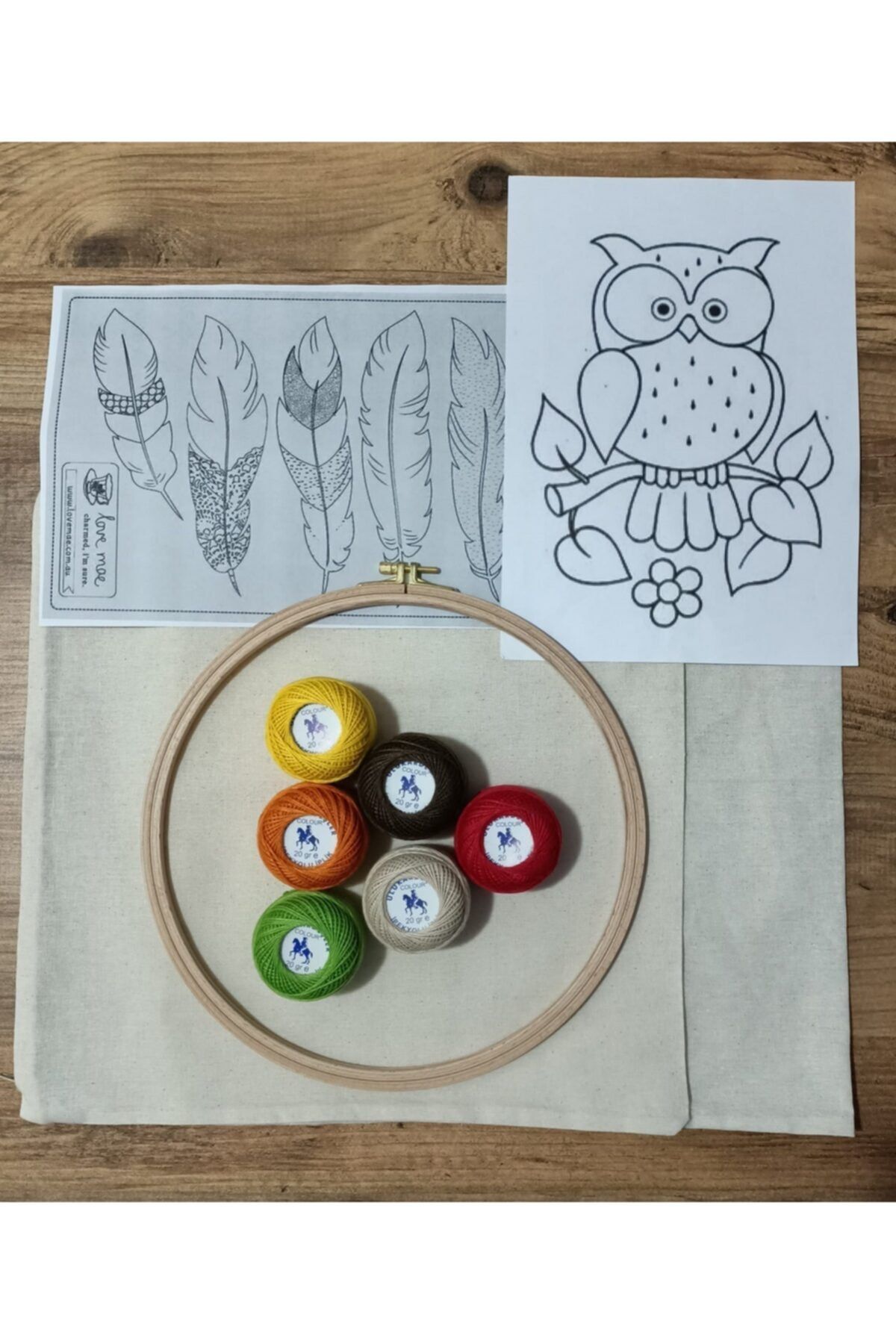 fabricorg Naturel Ham Bez Kırlentli (40x40 Cm) Punch Seti 1
