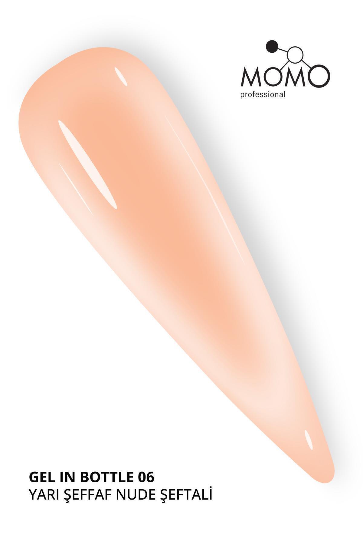 ژل در بطری شماره 06، ژل ناخن مصنوعی با برس هوشمند، هلو برهنه نیمه شفاف، 18 میلی لیتر، بدون TPO