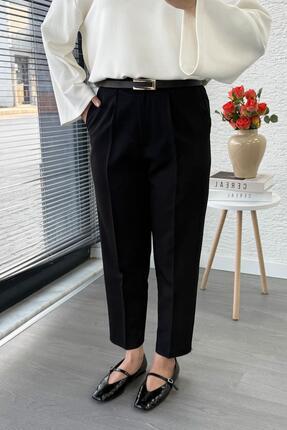 Havuç Kesim Yüksek Bel Casual Pantolon - Siyah Image 2