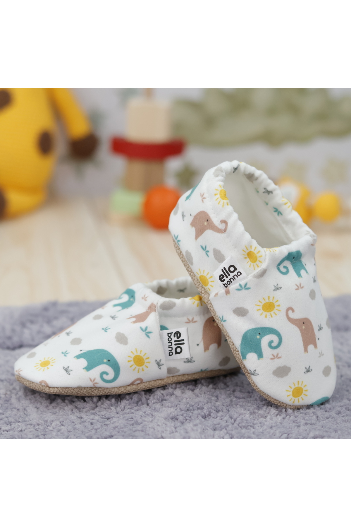 چکمه های نوزاد و بچه گانه بدون لغزش، دمپایی پنبه ای ارگانیک خانه و مهد کودک - بسته 2 عددی