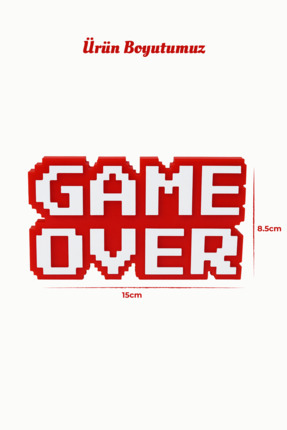 Retro Game Over Kabartmalı Dekoratif Obje - Kırmızı | Masaüstü ve Duvar Süsü | Hediye Image 3