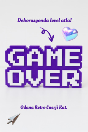 Game Over Kabartmalı Dekoratif Obje - Mor | Masaüstü ve Duvar Süsü | Hediye Image 2