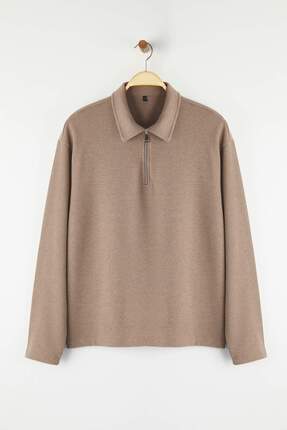 Taş Oversize Polo Yaka Düz Polo Yaka T-shirt/Sweatshirt TMNAW26PO00000 Image 4