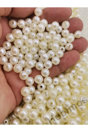 Krem Lüks Plastik Delikli Inci 8mm (100GR) Image 0