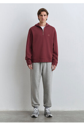 Yarı Fermuarlı Bordo Sweatshirt 0S10305-70396 Image 2