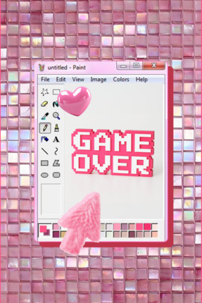 Retro Game Over Kabartmalı Dekoratif Obje - Pembe | Masaüstü ve Duvar Süsü | Hediye Image 1