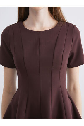 Peak Yeni Sezon Bisiklet Yaka Peplum Mini Elbise Image 4