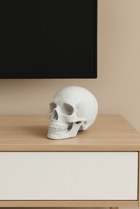 Dekoratif Bohem Kuru Kafa Figürü - Mermer Beyaz | Modern Masaüstü Obje | Ev ve Ofis Aksesuarı Image 2