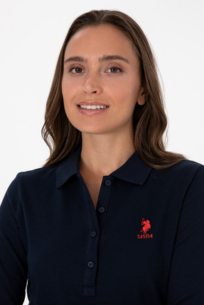 Kadın Lacivert Basic Polo Yaka Sweatshırt 50307755-VR033 Image 1