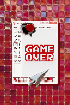 Retro Game Over Kabartmalı Dekoratif Obje - Kırmızı | Masaüstü ve Duvar Süsü | Hediye Image 1