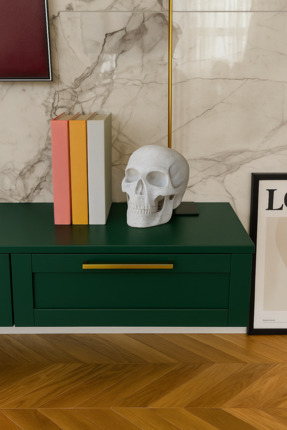 Dekoratif Bohem Kuru Kafa Figürü - Mermer Beyaz | Modern Masaüstü Obje | Ev ve Ofis Aksesuarı Image 0