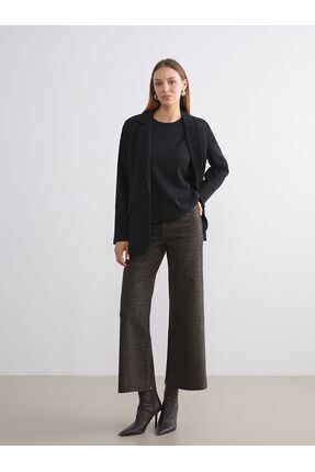 LCW Modest Leopar Desenli Wideleg Kadın Jean Pantolon Image 0