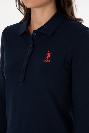 Kadın Lacivert Basic Polo Yaka Sweatshırt 50307755-VR033 Image 6