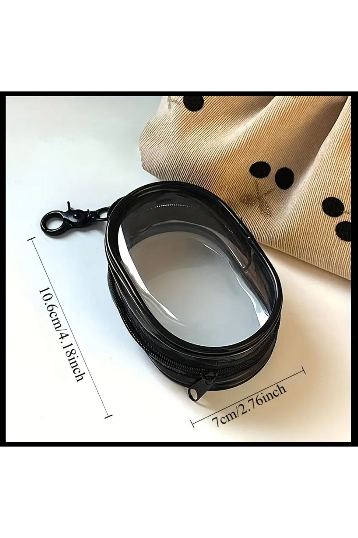 Zipper Mini Bag -Beyaz -klipsli Charging Key Charging